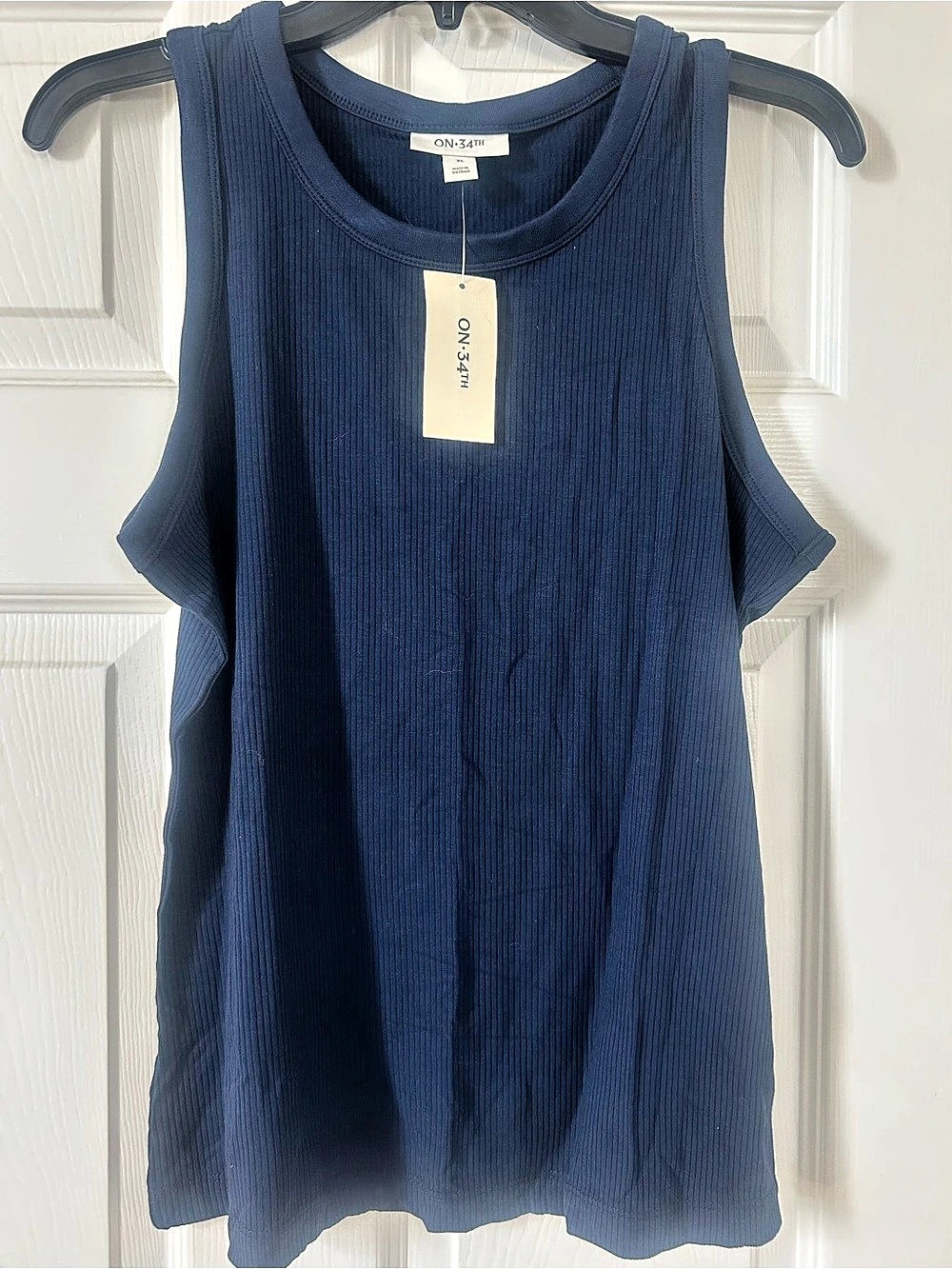 ON 34th Ribbed Tank Top in Blue Size XL NWT